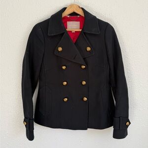 Banana Republic navy blue gold button Pea Coat Size XS